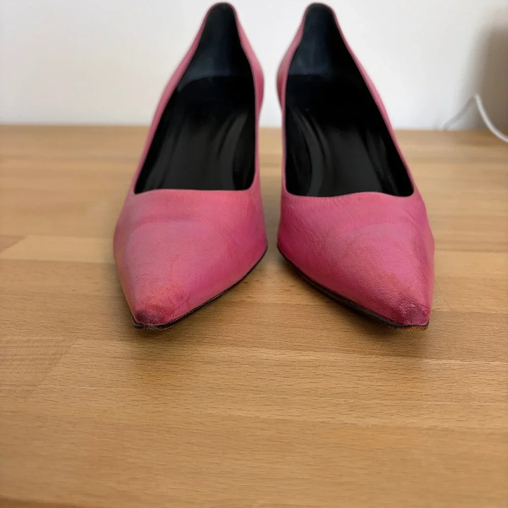 Gucci Womens Hot Pink Leather Pointed Toe Stiletto Pumps Heels Size 8.5B Italy